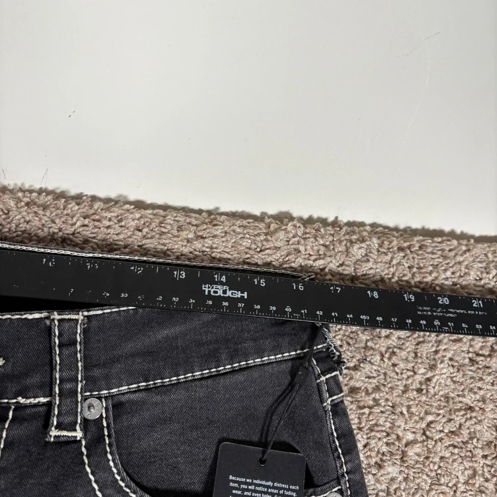 True Religion Ricky Relaxed Straight Big T Flap Jeans Grey Smoky Mist 32 NEW